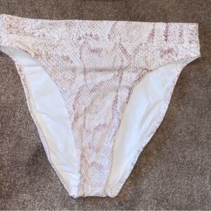 PilyQ Cobra Color-Blocked Bikini High Waist Bottoms, Large